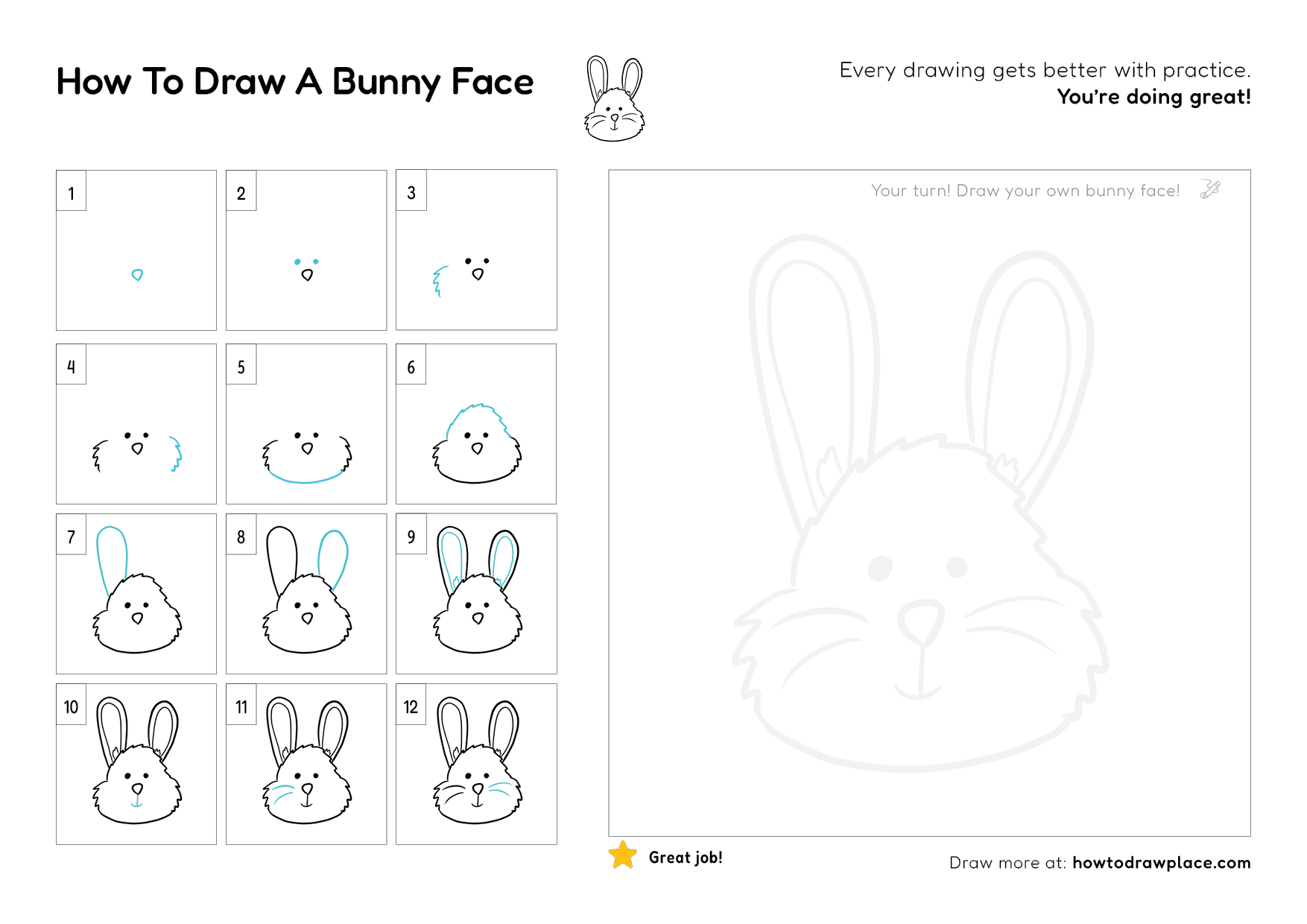 How to Draw a Cute Bunny Face Step by Step for Kids preview