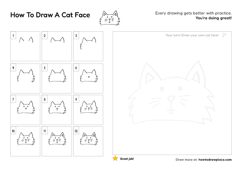 How to Draw a Cute Cat Face Step by Step for Kids preview