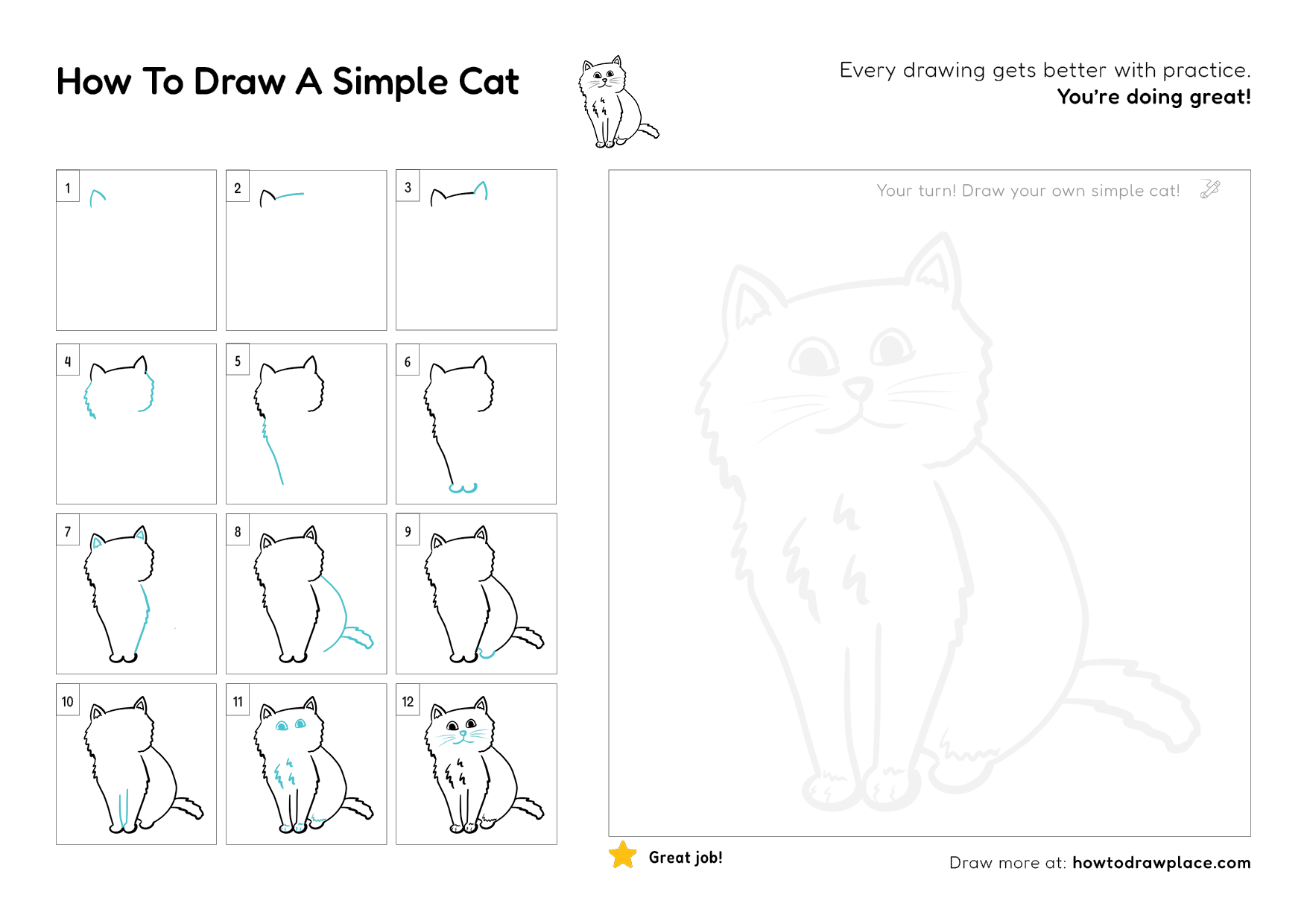 How to Draw a Simple Cat Step by Step for Kids preview